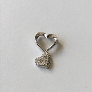 7/8” Sterling Silver 925 Double Heart Pendant Stamped with Maker’s Mark